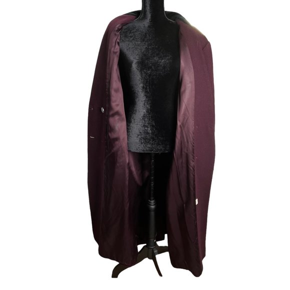 Larry Levine Jacket Womens XL Purple Wool Trench Coat Long Vintage - Picture 7 of 16